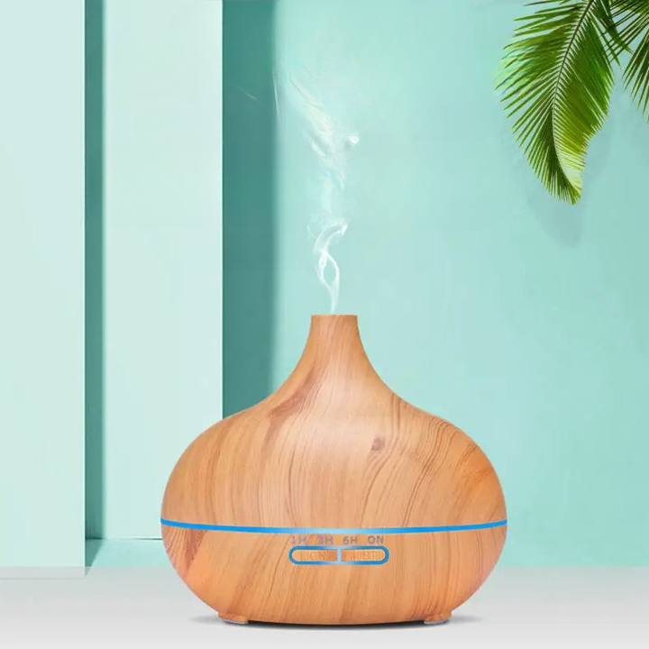 Aroma Humidifier, Brown wood version, Front side with background